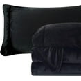 thumbnail image 1 of Elegant Comfort Soft 4-Piece Velvet Plush Flannel Sheet Set - Quality - Cozy Warm, Anti-Static, Non Pilling Fuzzy Velvet Flannel Fleece Deep Pocket Sheet Set - Full, Black, 1 of 5
