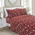 thumbnail image 1 of Elegant Comfort Soft 6-Piece Bed Sheets Set High Quality Microfiber, Wrinkle & Fade Resistant, Holiday Pattern, Cal King,Burgundy Reindeer, 1 of 5