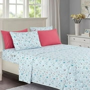 Elegant Comfort Soft 6-Piece Bed Sheets Set High-Quality Microfiber, Wrinkle & Fade Resistant, Holiday Pattern, Full, Silver Snowman