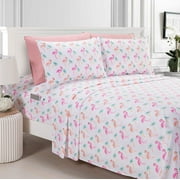 Elegant Comfort Soft Bed Sheets Flamingo Pattern 1500 Series Percale Softness (6-Piece) Bedding Set, King, Flamingo