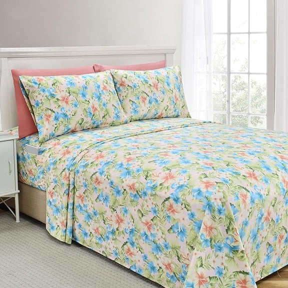 Elegant Comfort Soft Bed Sheets Floral Pattern - 1500 Series Hotel Quality Microfiber Softness Wrinkle and Fade Resistant (4-Piece) Bedding Set, Twin XL, Magnolia