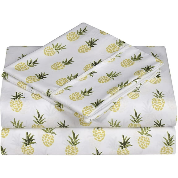 Elegant Comfort Soft Bed Sheets Pineapple Pattern 1500 Series Percale Softness (6-Piece) Bedding Set, Full, Pineapple