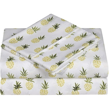 Elegant Comfort Soft Bed Sheets Pineapple Pattern 1500 Series Percale Softness (6-Piece) Bedding Set, Queen, Pineapple