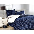 thumbnail image 1 of Elegant Comfort Soft & Plush Sherpa Comforter- Lilith Plaid Collection, 3-Piece Bed Set, High Quality, Reversible Down Alternative Micro-Suede, Plaid Sherpa Comforter, Cal King, Ocean Navy, 1 of 4