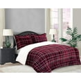 thumbnail image 1 of Elegant Comfort Soft & Plush Sherpa Comforter - Lilith Plaid Collection, 3-Piece Bed Set, Reversible Down Alternative Micro-Suede, Plaid Design, King, Dark Burgundy, 1 of 4