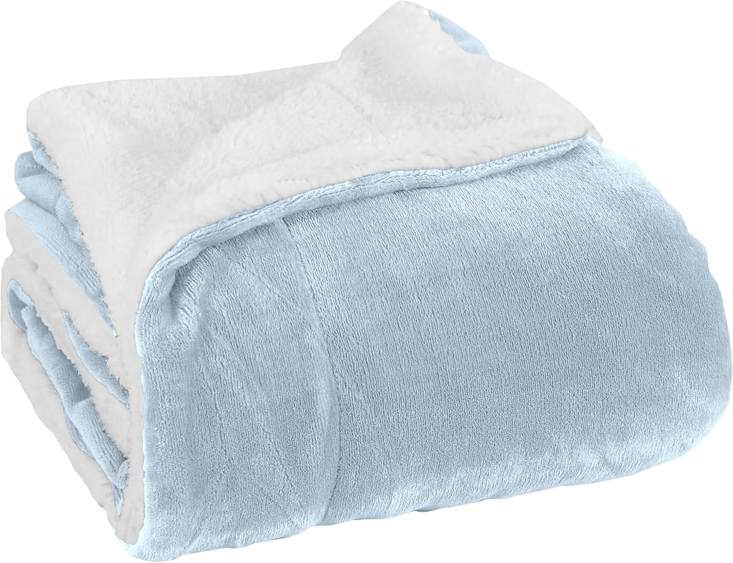 Elegant Comfort Soft, Reversible Sherpa Blanket, Flannel Fleece Throw for Couch and Bed, Warm and Plush Winter Blanket, King, Aqua