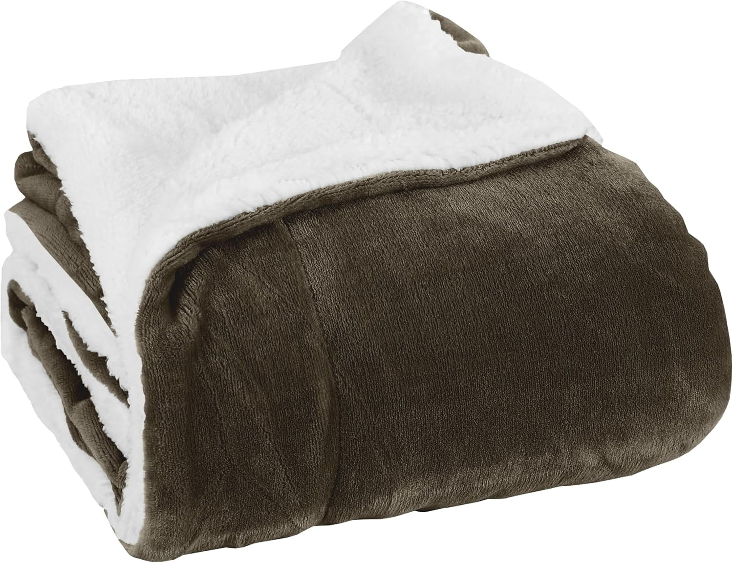 Elegant Comfort Soft, Reversible Sherpa Blanket, Flannel Fleece Throw for Couch and Bed, Warm and Plush Winter Blanket, King, Brown