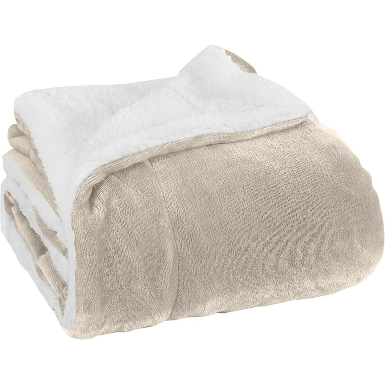 Elegant Comfort Soft, Reversible Sherpa Blanket, Flannel Fleece