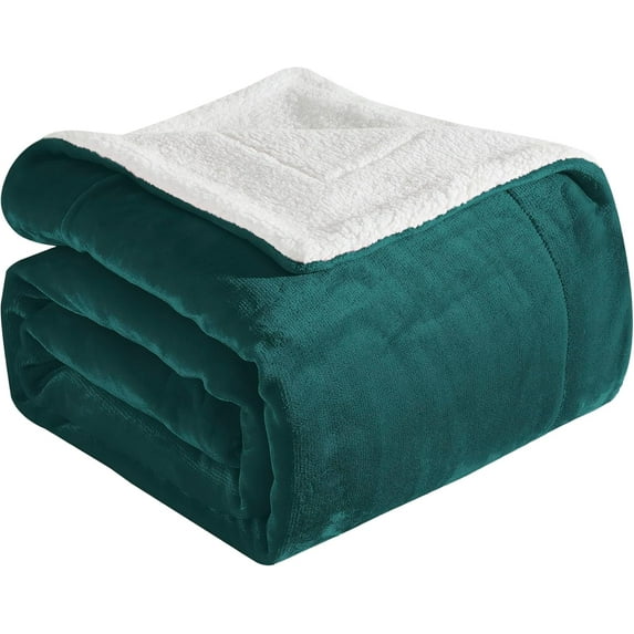 Elegant Comfort Soft, Reversible Sherpa Blanket, Flannel Fleece Throw for Couch and Bed, Warm and Plush Winter Blanket, Twin XL, Turquoise