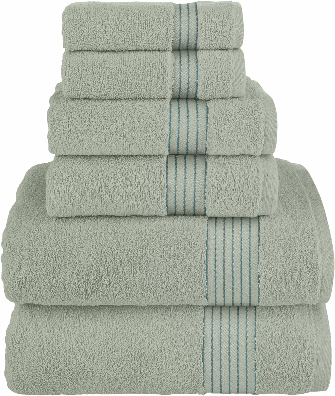 Elegant Comfort Solid Print 100% Turkish Cotton Towels & Washcloths, Mint Green, 6 Count