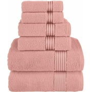 Elegant Comfort Solid Print Cotton Bath Towel Set, Dusty Rose, 6 Count