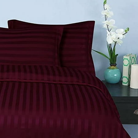 Elegant Comfort, Stripe Duvet Cover 3 Piece Set Full/Queen Burgundy