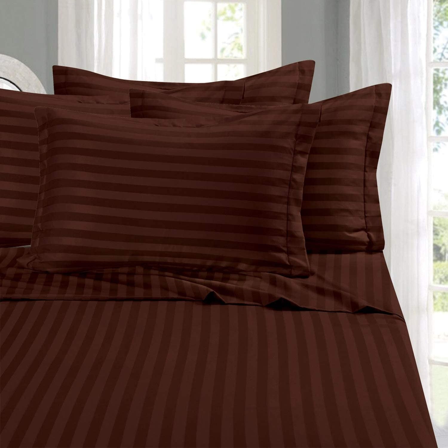 Elegant Comfort, Stripe Duvet Cover 3 Piece Set Twin/Twin XL Chocolate Brown