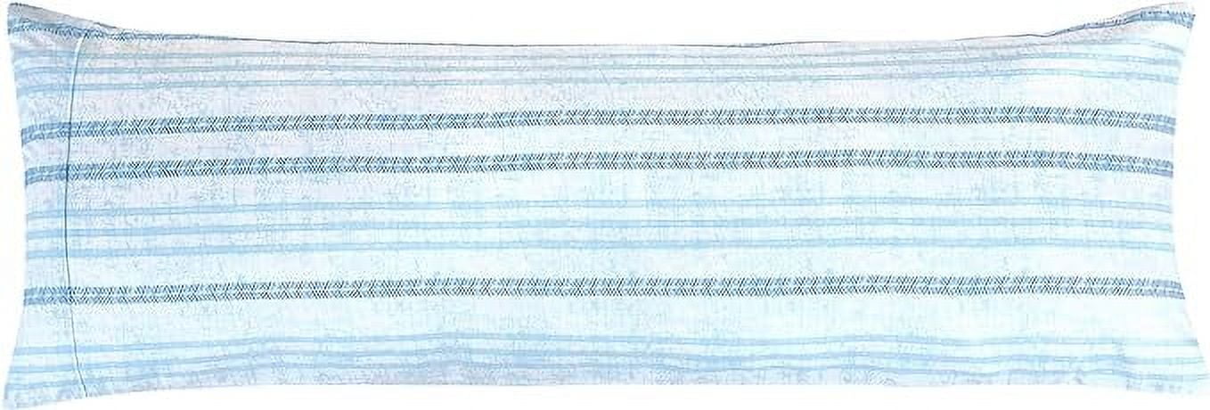 Elegant Comfort Striped Print Body Pillowcase, 1500 Series Hotel Quality Microfiber, Soft and Smooth with Hidden Zipper Closure, Body Pillowcase, Traci Aqua