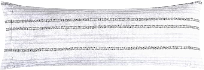 Elegant Comfort Striped Print Body Pillowcase, 1500 Series Hotel Quality Microfiber, Soft and Smooth with Hidden Zipper Closure, Body Pillowcase, Traci Gray