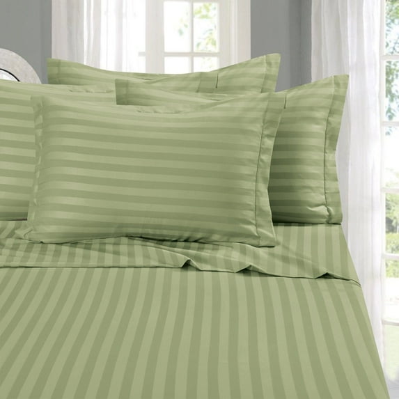Elegant Comfort Super Silky Soft - 1500 Series Wrinkle, Fade, Stain Resistant 3-Piece STRIPE Duvet Cover Set, King/Cal-King, Green