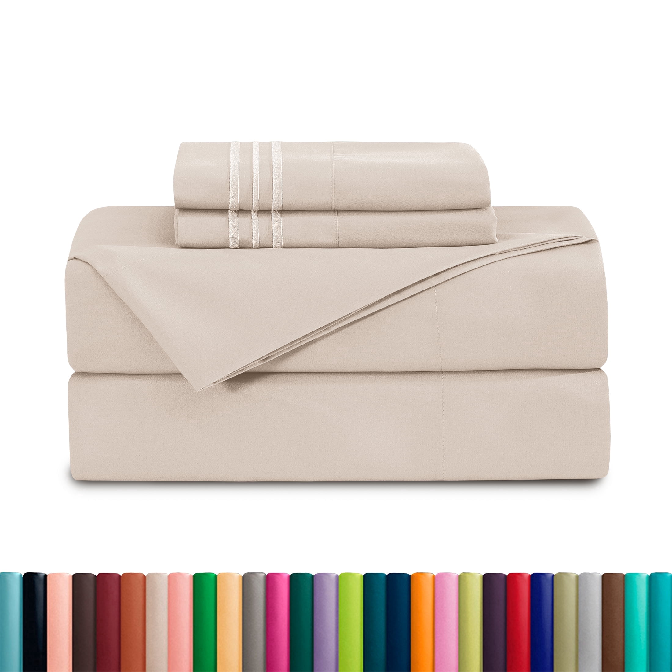 Elegant Comfort 1500 Series Queen Sheet Set Cream Tan