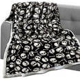 thumbnail image 1 of Elegant Comfort Throw Blanket, Reversible Sherpa Flannel, Soft, Fuzzy, Cozy and Plush- All season Lightweight Decorative Throw, 50 x 60 inches, Skulls and Bones Sherpa Throw, 1 of 6