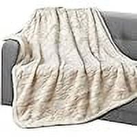 Elegant Comfort Throw Blanket, Reversible Sherpa Flannel, Soft, Fuzzy, Cozy and Plush- All season Lightweight Decorative Throw, 50 x 60 inches, Alaska Sherpa Throw, Beige
