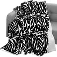 thumbnail image 1 of Elegant Comfort Throw Blanket, Reversible Sherpa Flannel, Soft, Fuzzy, Cozy and Plush- All season Lightweight Decorative Throw, 50 x 60 inches, Animal Print Design Sherpa Throw, Zebra, 1 of 6