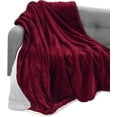 thumbnail image 1 of Elegant Comfort Throw Blanket, Reversible Sherpa Flannel, Ultra-Soft, Fuzzy, Plush- All season Lightweight Decorative Throw, 50 x 60 inches, Solid Sherpa Throw, Burgundy, 1 of 5