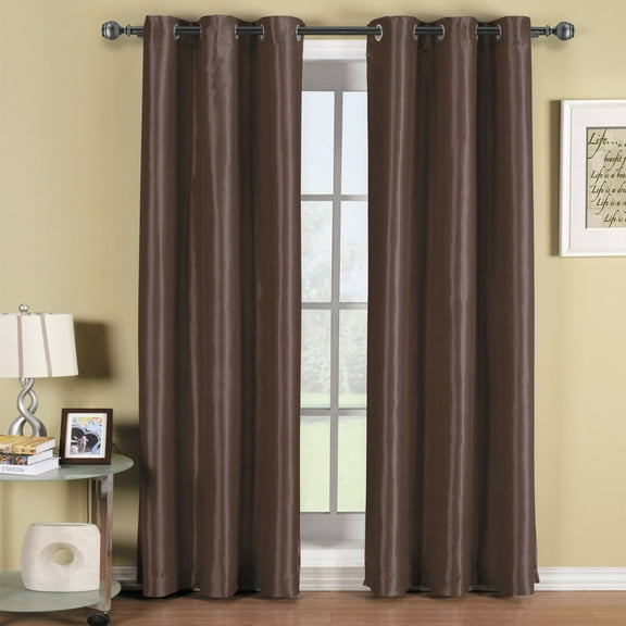 Elegant Comfort Triple Layer Faux Silk - Solid Blackout Grommet Panel - Room Darkening, Energy Saving And Noise-Reducing - 54" Width X 84" Length - Chocolate Brown