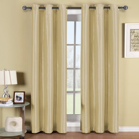 Elegant Comfort Triple Layer Faux Silk - Solid Blackout Grommet Panel - Room Darkening, Energy Saving And Noise-Reducing - 54" Width X 84" Length - Camel-Linen