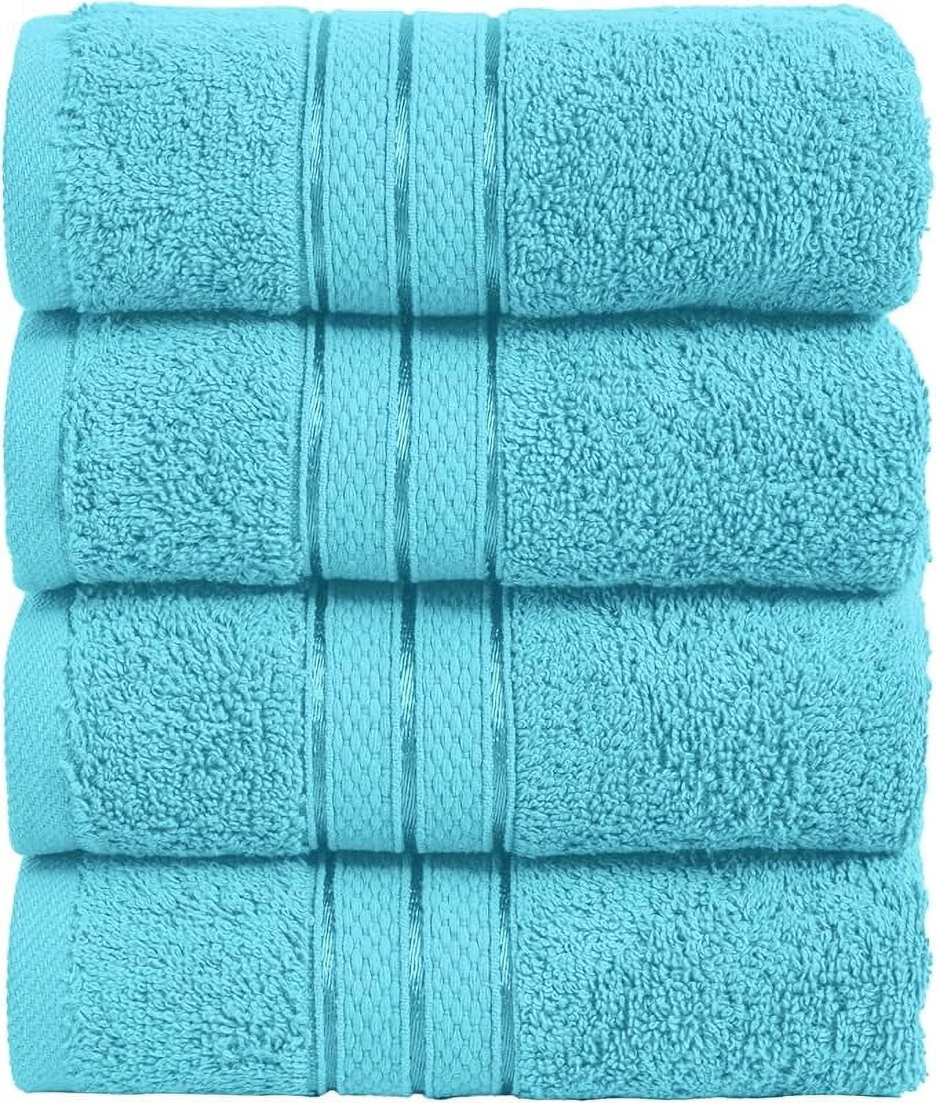 Elegant Comfort Turkish Cotton Hand Towel Set, 4-Pack, 16" x 28", Highly Absorbent - Soft Bathroom Towels, Aqua