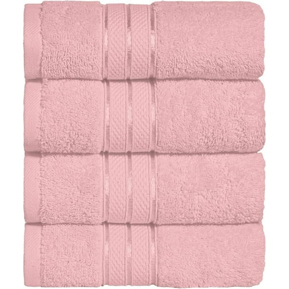 Elegant Comfort Turkish Cotton Hand Towel Set, 4-Pack, 16" x 28", Highly Absorbent - Soft Bathroom Towels, Dusty Rose
