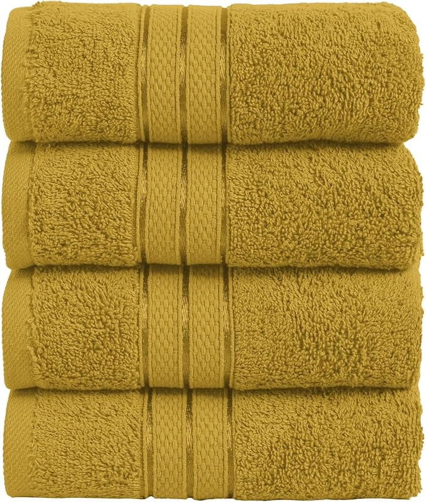 Elegant Comfort Turkish Cotton Hand Towel Set, 4-Pack, 16" x 28", Highly Absorbent - Soft Bathroom Towels, Gold