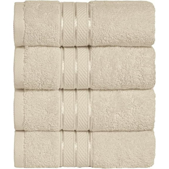 Elegant Comfort Turkish Cotton Hand Towel Set, 4-Pack, 16" x 28", Highly Absorbent - Soft Bathroom Towels, Ivory