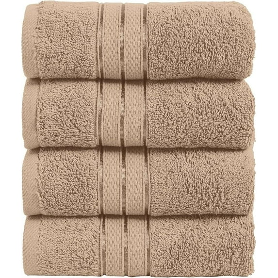 Elegant Comfort Turkish Cotton Hand Towel Set, 4-Pack, 16" x 28", Highly Absorbent - Soft Bathroom Towels, Taupe