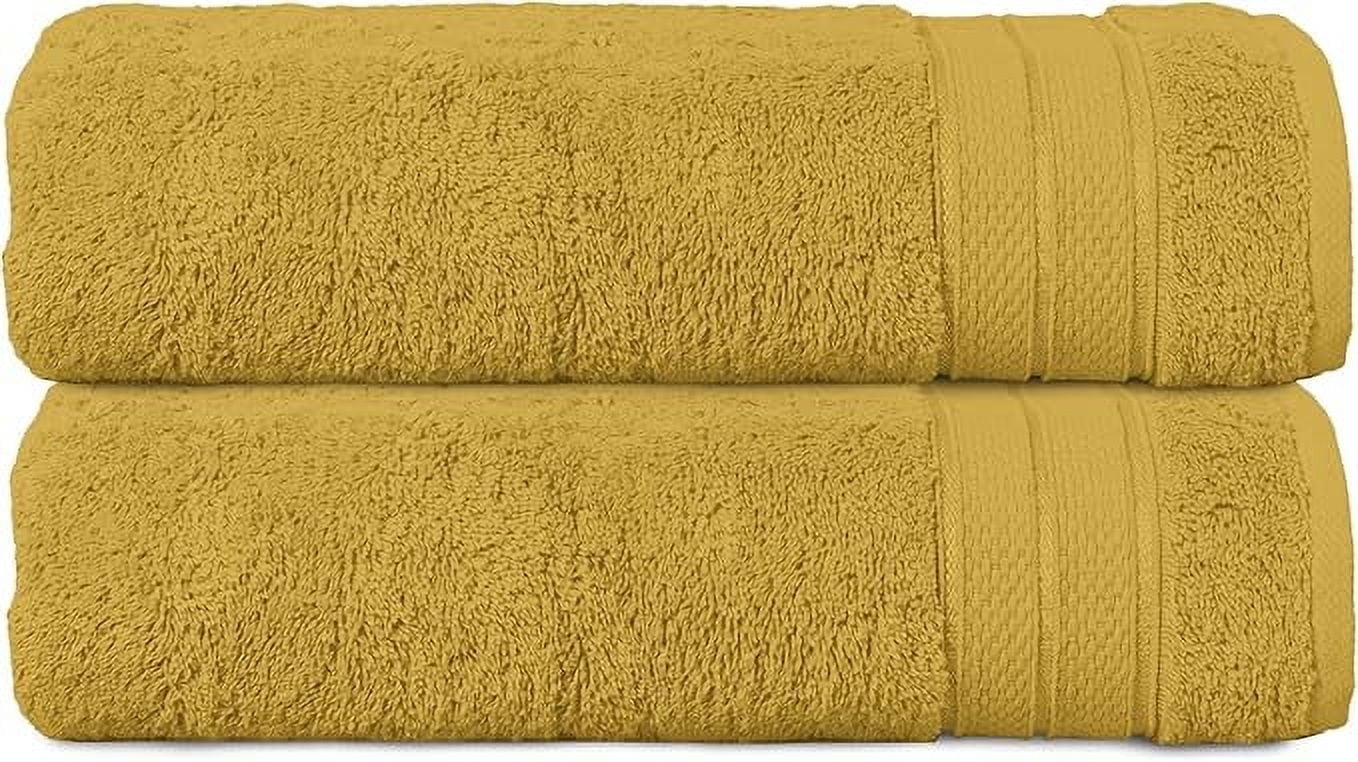 Elegant Comfort Turkish Popcorn Cotton Bath Towel Set, 27 x 54 Inches, 2-Pack, Hotel-Quality, Soft, Durable, Quick-Dry, Highly Absorbent Amber Gold
