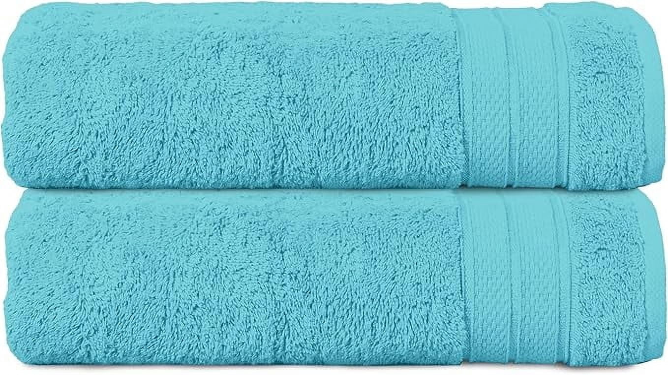 Elegant Comfort Turkish Popcorn Cotton Bath Towel Set, 27 x 54 Inches, 2-Pack, Hotel-Quality, Soft, Durable, Quick-Dry, Highly Absorbent Aqua
