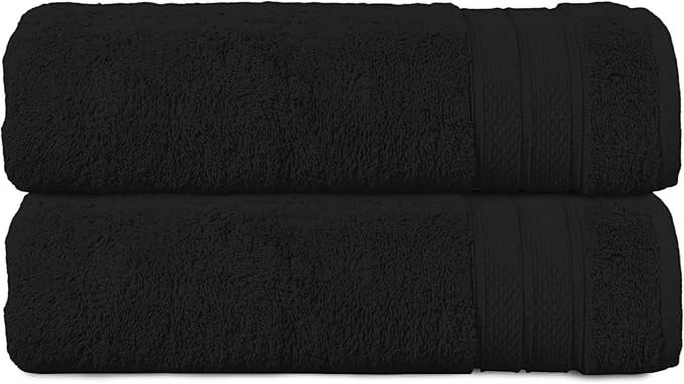 Elegant Comfort Turkish Popcorn Cotton Bath Towel Set, 27 x 54 Inches, 2-Pack, Hotel-Quality, Soft, Durable, Quick-Dry, Highly Absorbent Black