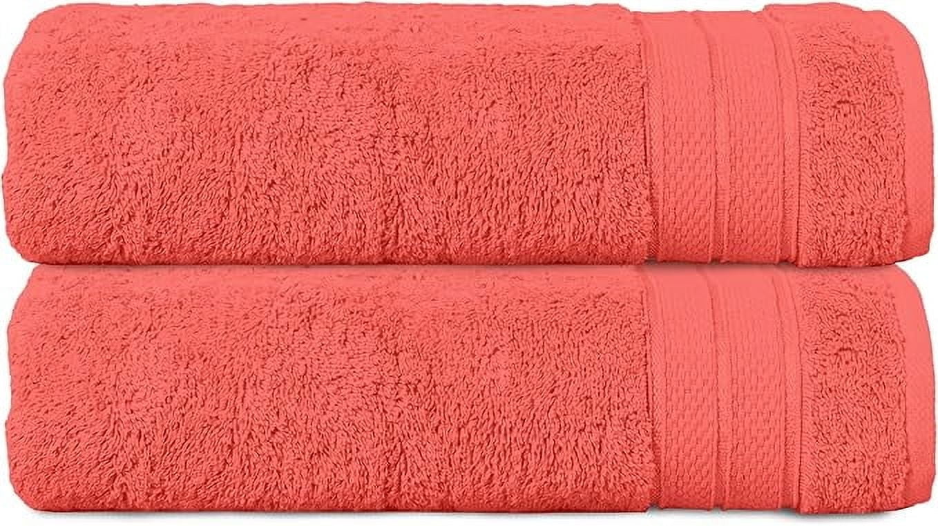 Elegant Comfort Turkish Popcorn Cotton Bath Towel Set, 27 x 54 Inches, 2-Pack, Hotel-Quality, Soft, Durable, Quick-Dry, Highly Absorbent Coral