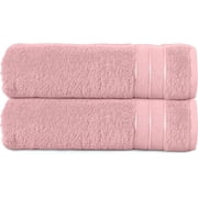 Elegant Comfort Turkish Popcorn Cotton Bath Towel Set, 27 x 54 Inches, 2-Pack, Hotel-Quality, Soft, Durable, Quick-Dry, Highly Absorbent Dusty Pink