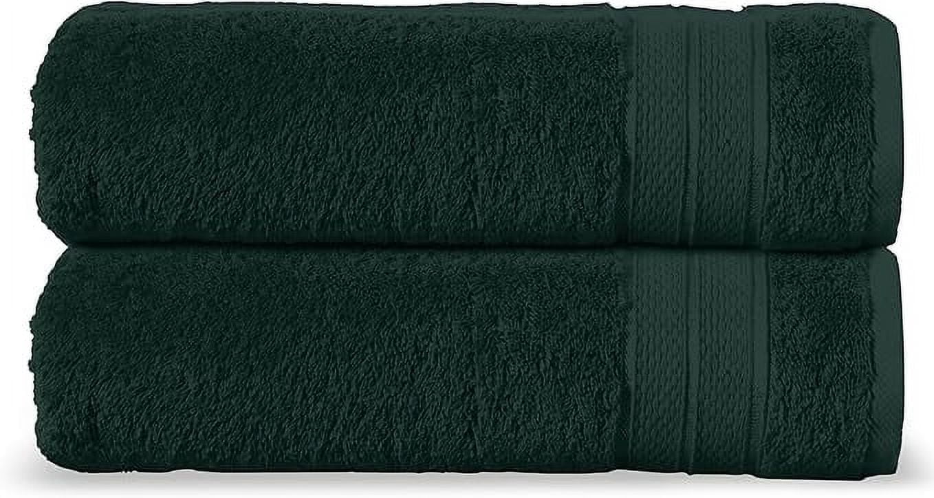 Elegant Comfort Turkish Popcorn Cotton Bath Towel Set, 27 x 54 Inches, 2-Pack, Hotel-Quality, Soft, Durable, Quick-Dry, Highly Absorbent - Forest Green