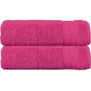 Elegant Comfort Turkish Popcorn Cotton Bath Towel Set, 27 x 54 Inches, 2-Pack, Hotel-Quality, Soft, Durable, Quick-Dry, Highly Absorbent Hot Pink