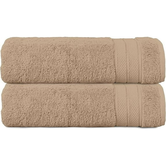 Elegant Comfort Turkish Popcorn Cotton Bath Towel Set, 27 x 54 Inches, 2-Pack, Hotel-Quality, Soft, Durable, Quick-Dry, Highly Absorbent Tan