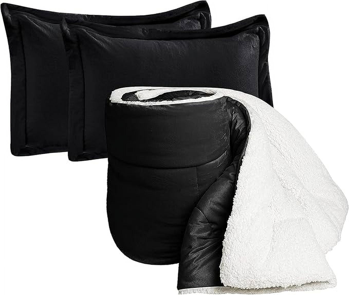Elegant Comfort 3-Piece Sherpa Comforter Set - Ultra Plush, Reversible, Heavy Weight, Cal King, Silver Gray