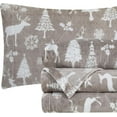 thumbnail image 1 of Elegant Comfort Ultra-Soft 4-Piece Holiday Velvet Plush Flannel Sheet Set - Warm Fuzzy Flannel Fleece with Deep Pockets - High-Quality - Cal King, Silver Reindeer, 1 of 5