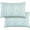 thumbnail image 1 of Elegant Comfort Ultra Soft Set of 2 Floral Pint Pillowcases - 1500 Series Microfiber, Soft and Smooth Envelope Closure 2-Piece Pillow Covers - Standard/Queen, Green Anita, 1 of 6