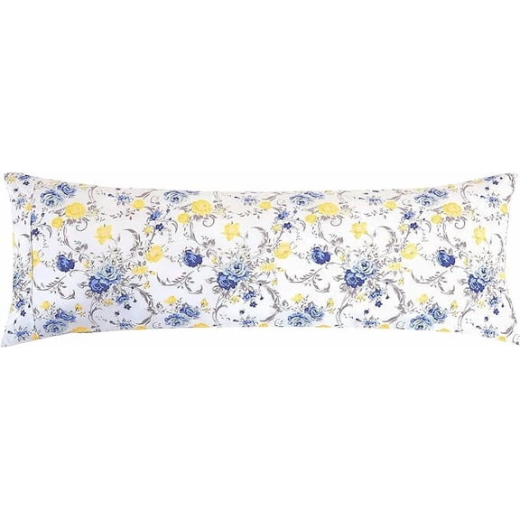 Elegant Comfort Ultra Soft Set of 2 Floral Pint Pillowcases - 1500 Series Hotel Quality Microfiber, Soft and Smooth Hidden Zipper Closure 2-Piece Pillow Covers - Body Pillowcase, Gold Jenna