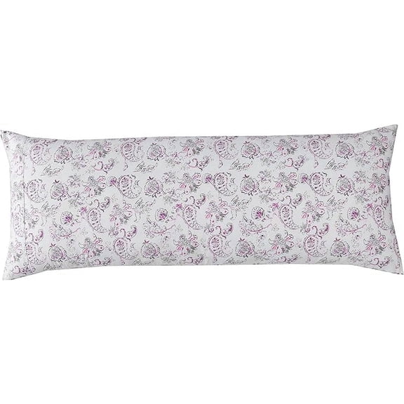 Elegant Comfort Ultra Soft Set of 2 Floral Pint Pillowcases - 1500 Series Microfiber, Soft and Smooth Hidden Zipper Closure 2-Piece Pillow Covers - Body Pillowcase, Paisley Purple