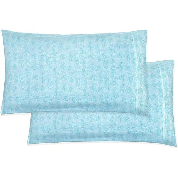 Elegant Comfort Ultra Soft Set of 2 Sea Waves Pint Pillowcases - 1500 Series Microfiber, Soft and Smooth Envelope Closure 2-Piece Pillow Covers - Standard/Queen, Wave Aqua