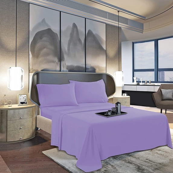 Elegant Comfort Uptown Microfiber Flat Sheet, 1-Piece, 1500 Series, , 1 Piece King, Lilac