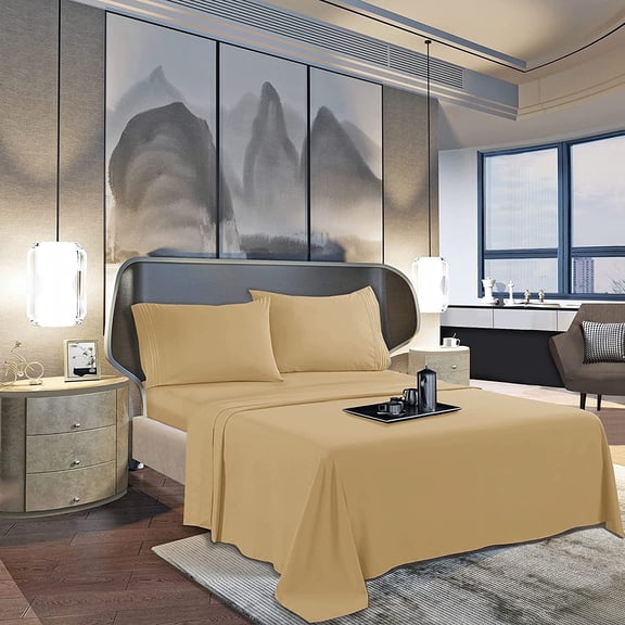 Elegant Comfort Uptown Microfiber Flat Sheet, 1-Piece, 1500 Series, , 1 Piece Twin/Twin XL, Gold
