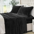 thumbnail image 1 of Elegant Comfort Velvel Fleece 4 Pieces Sheet Set - Twin, Black, 1 of 5