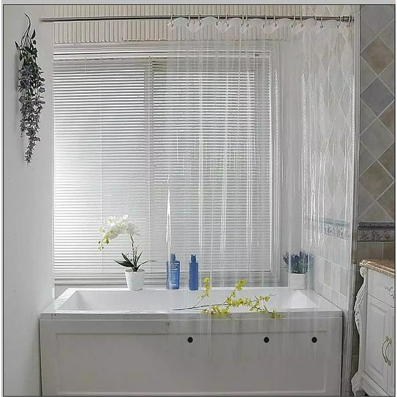 Elegant Comfort Water-Repellent Antibacterial and Mildew Resistant Heavy-Weight Waterproof Clear Shower Curtain Liner, 72" x 72inch - RustProof Grommets with Magnets
